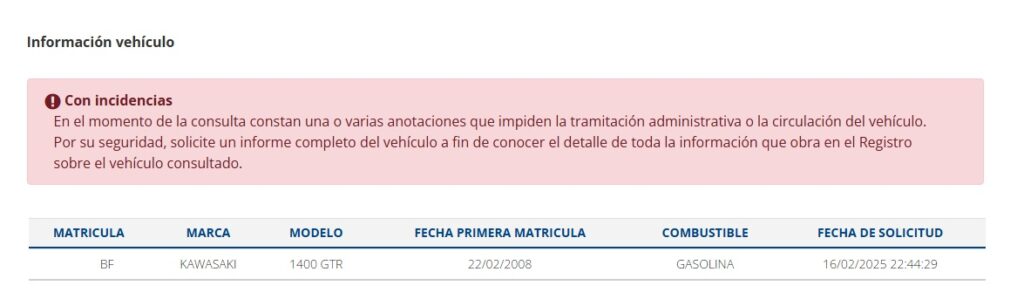 informe reducido dgt con incidencias